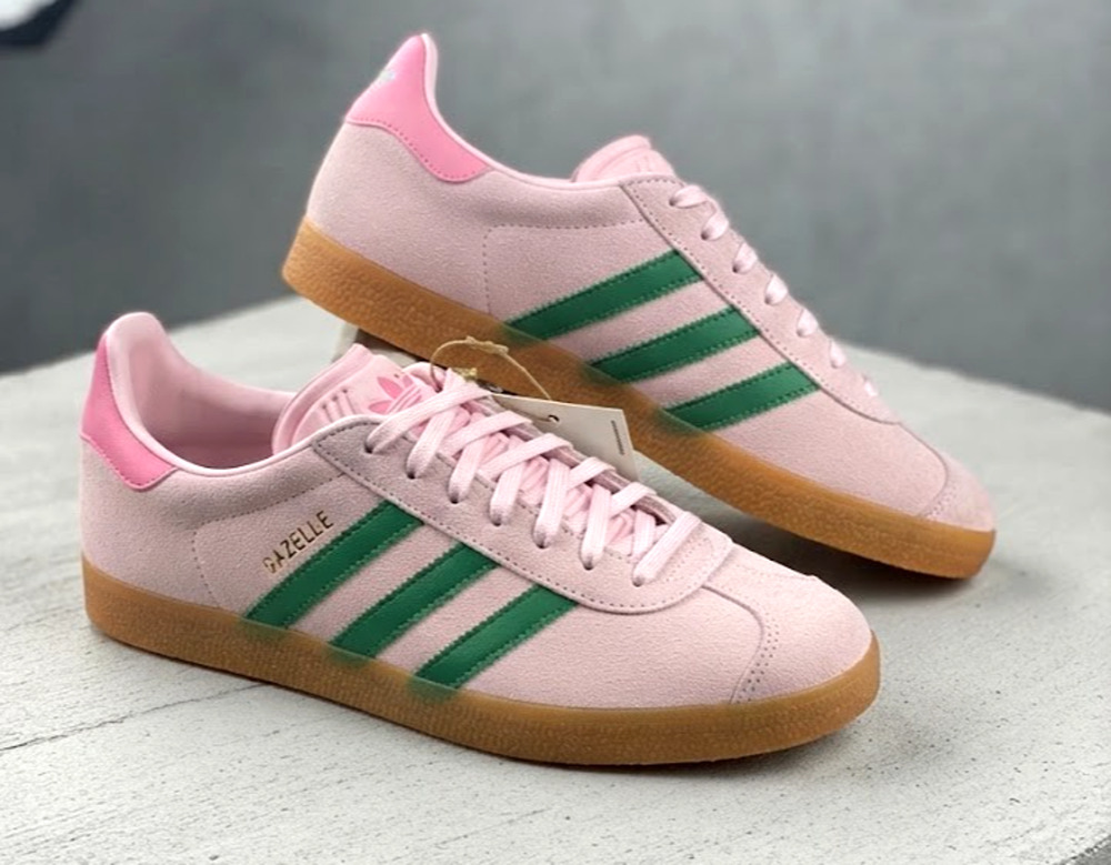 New Adidas Gazelle Sneakers (Pink / Green) - Size US 4 / UK 3.5